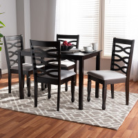 Baxton Studio RH318C-Grey/Dark Brown-5PC Dining Set Lanier Modern and Contemporary Gray Fabric Upholstered Espresso Brown Finished Wood 5-Piece Dining Set